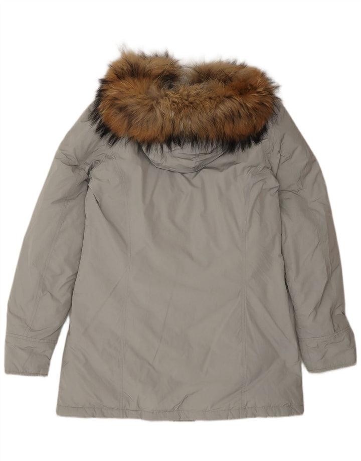 Woolrich Parka à capuche pour femme UK 46 Large Gris Polyester Hiver