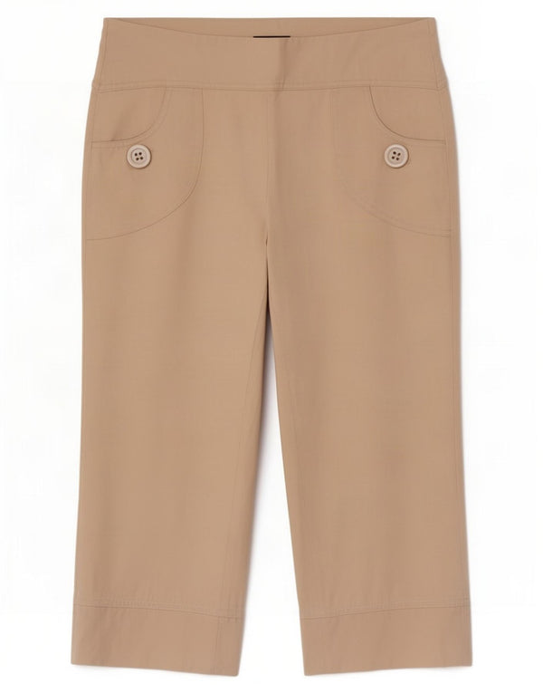 Zara Pantalon Capri Femme EU 38 Small W28 L22 Coton Blanc Cassé