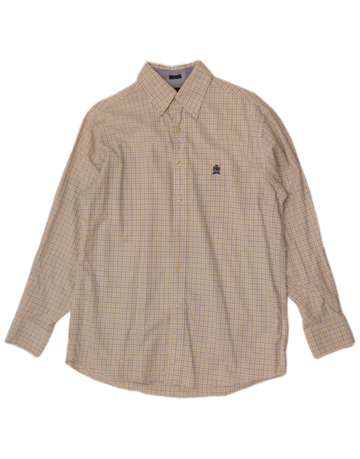 Tommy Hilfiger Chemise coupe régulière pour homme Taille 15 1/2 Carreaux jaune moyen