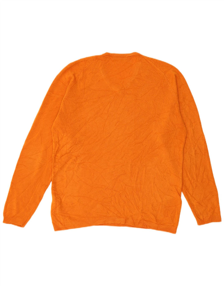 Marks & Spencer Pull autographe à col en V pour homme, petit, orange, acrylique