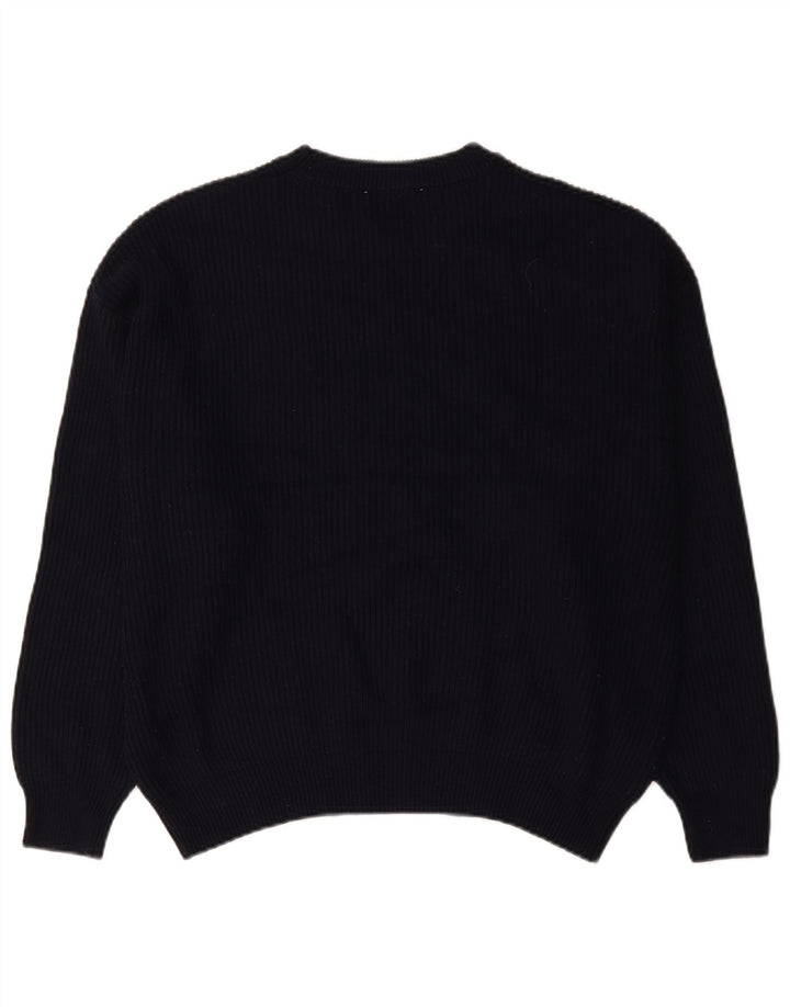 Zara Pull surdimensionné à col rond pour femme UK 18 XL Bleu marine Polyester