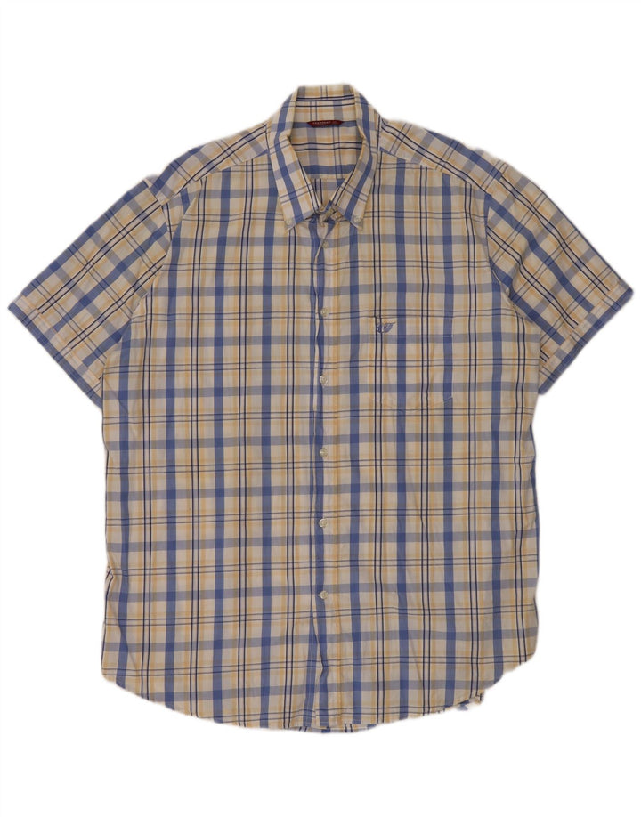 Carrera Chemise à manches courtes pour homme 2XL en coton à carreaux blancs