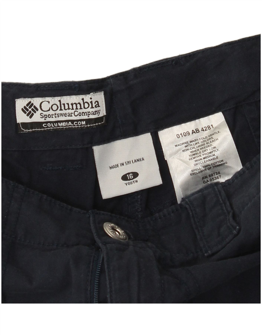 COLUMBIA Short Cargo Garçon 15-16 ans W26 Bleu Marine Coton
