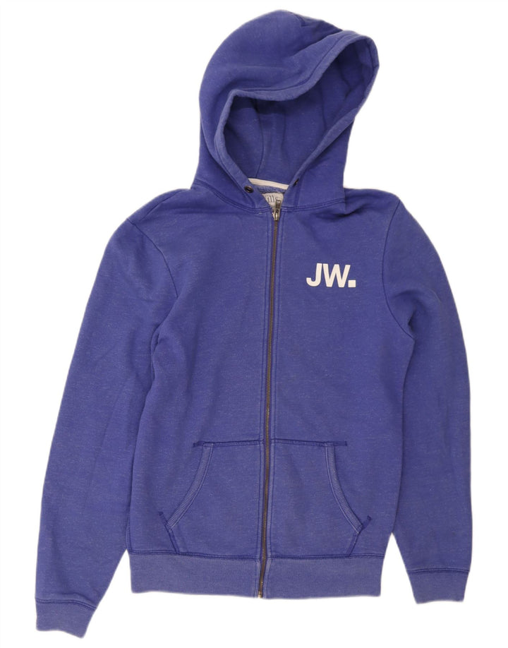 Jack Wills Pull à Capuche Zippé Graphique Homme Bleu Moyen Coton