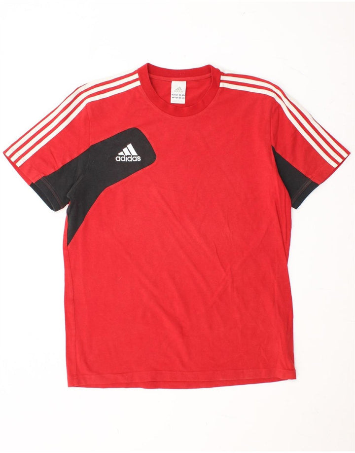 ADIDAS T-Shirt Homme UK 42/44 Grand Rouge Colourblock Coton