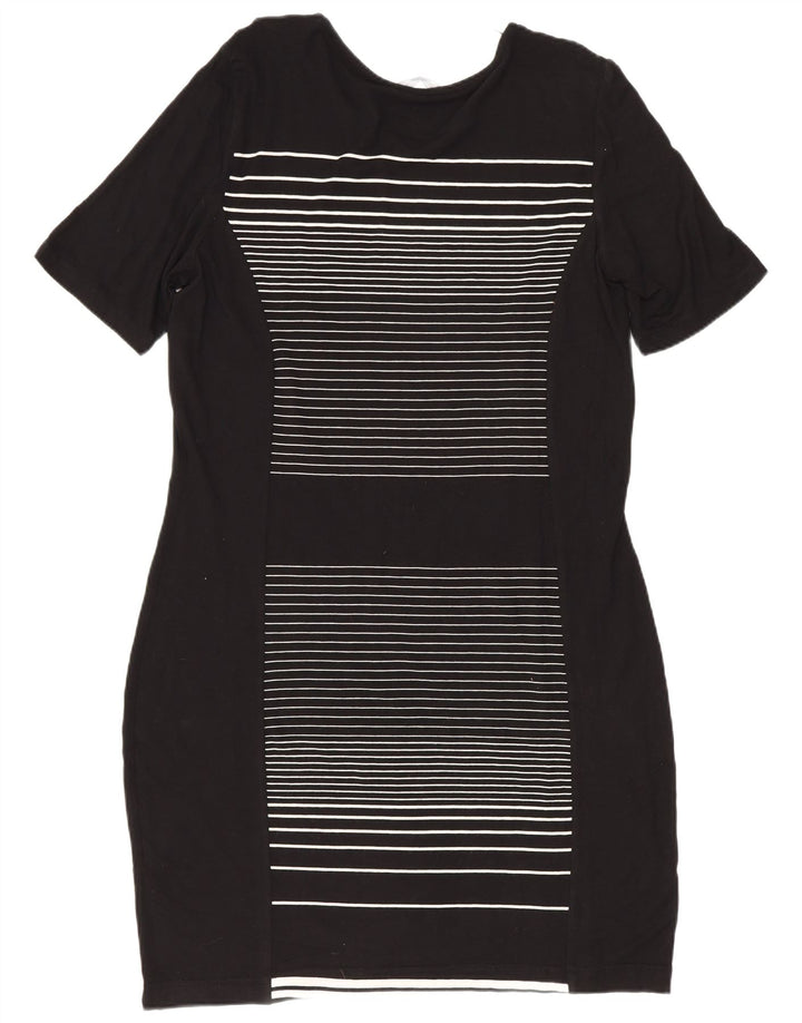 Marks & Spencer Robe fourreau pour femme UK 14 Medium Noir Rayé