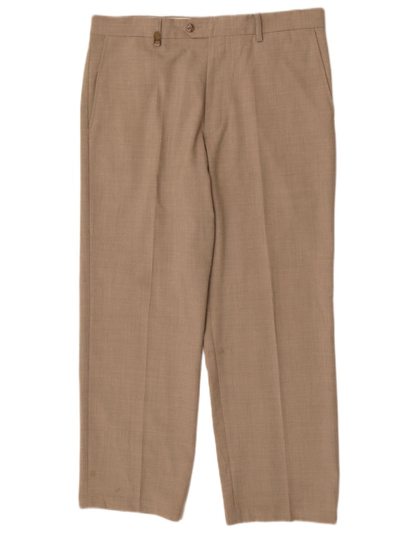 Farah Pantalon de Costume Droit Homme W36 L29 Beige Polyester