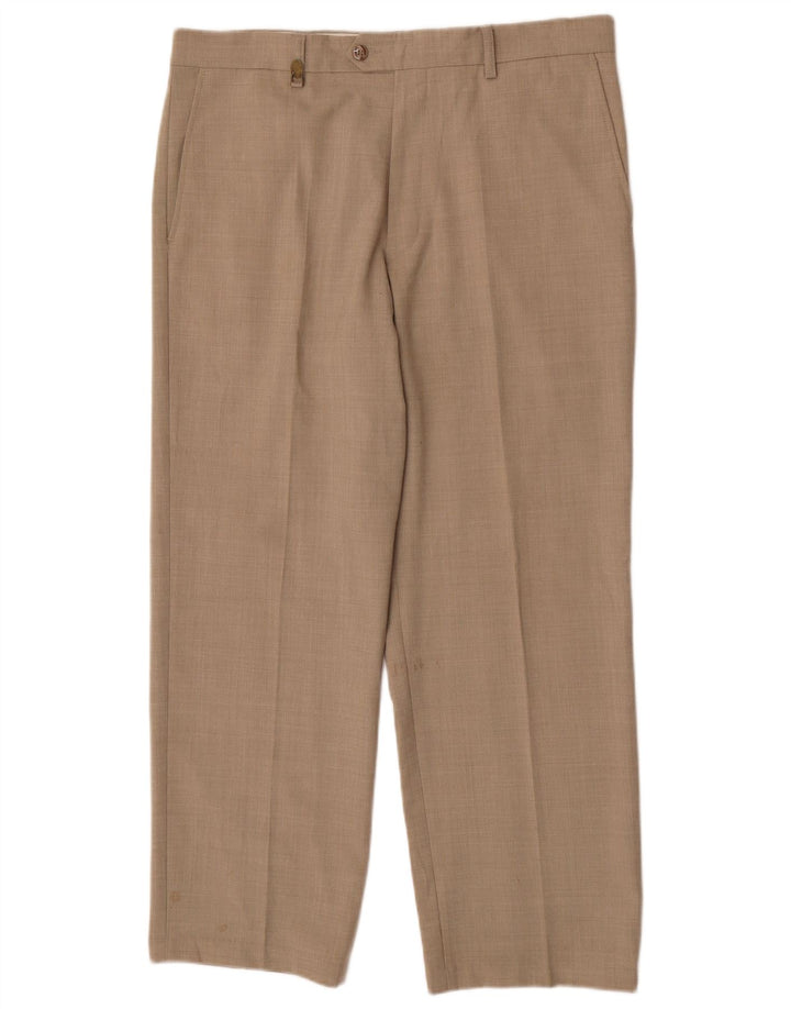Farah Pantalon de Costume Droit Homme W36 L29 Beige Polyester
