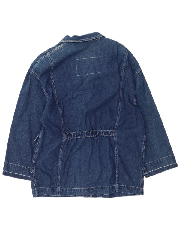 vintage Femme 3 Bouton Denim Blazer Veste UK 16 Grand Coton Bleu Marine
