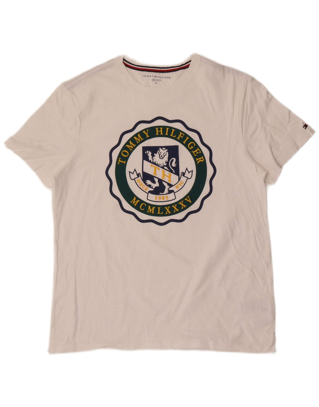 Tommy Hilfiger T-Shirt Graphique Homme Blanc Moyen Coton