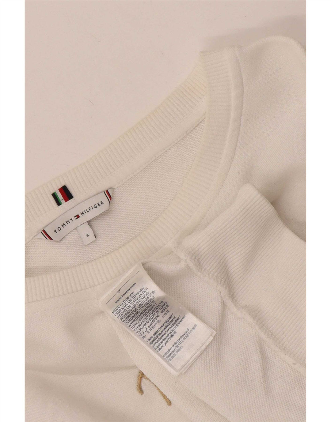 Tommy Hilfiger Sweat-shirt surdimensionné graphique pour femme UK 10 Petit Blanc