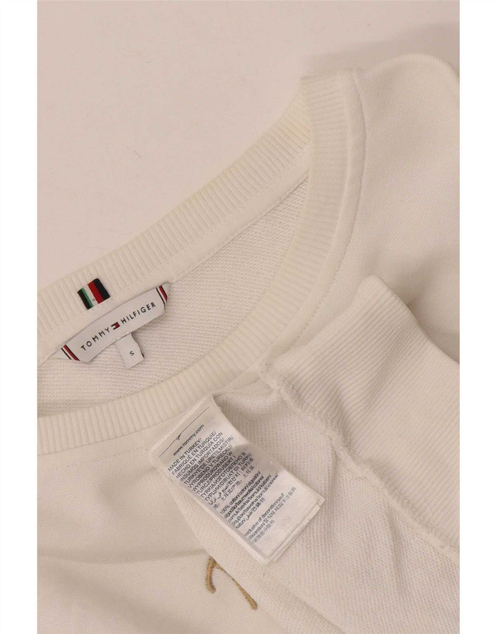 Tommy Hilfiger Sweat-shirt surdimensionné graphique pour femme UK 10 Petit Blanc