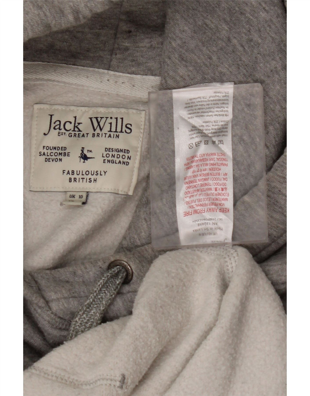 JACK WILLS Pull à capuche surdimensionné pour femme UK 10 Petit coton gris