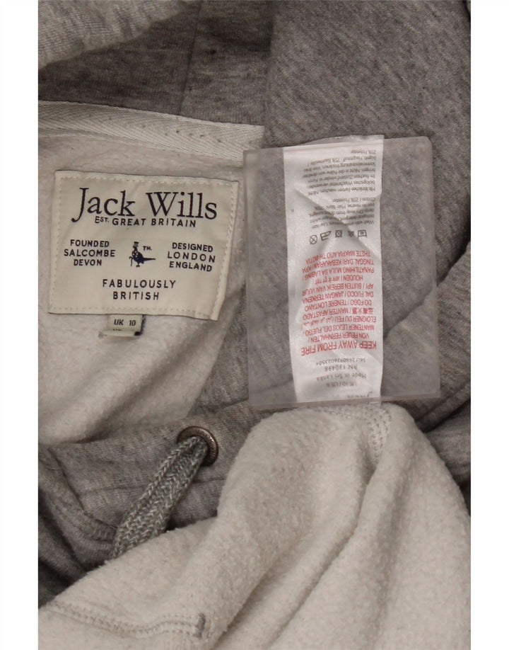 JACK WILLS Pull à capuche surdimensionné pour femme UK 10 Petit coton gris