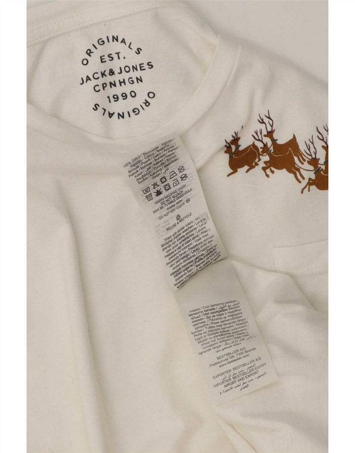 Jack & Jones T-Shirt Graphique Homme Blanc Moyen Coton
