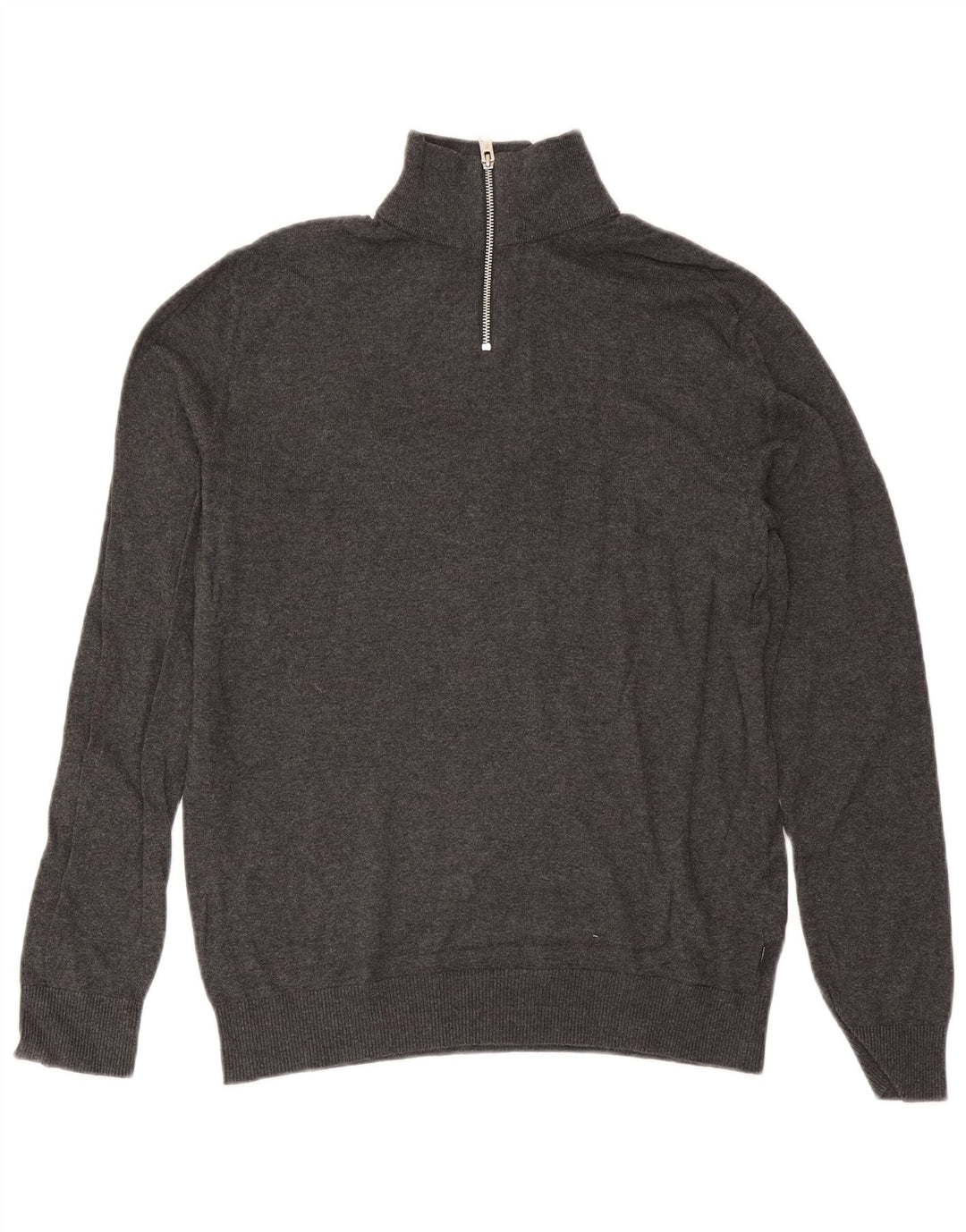Jack & Jones Pull Col Zippé Homme Gris Moyen Coton