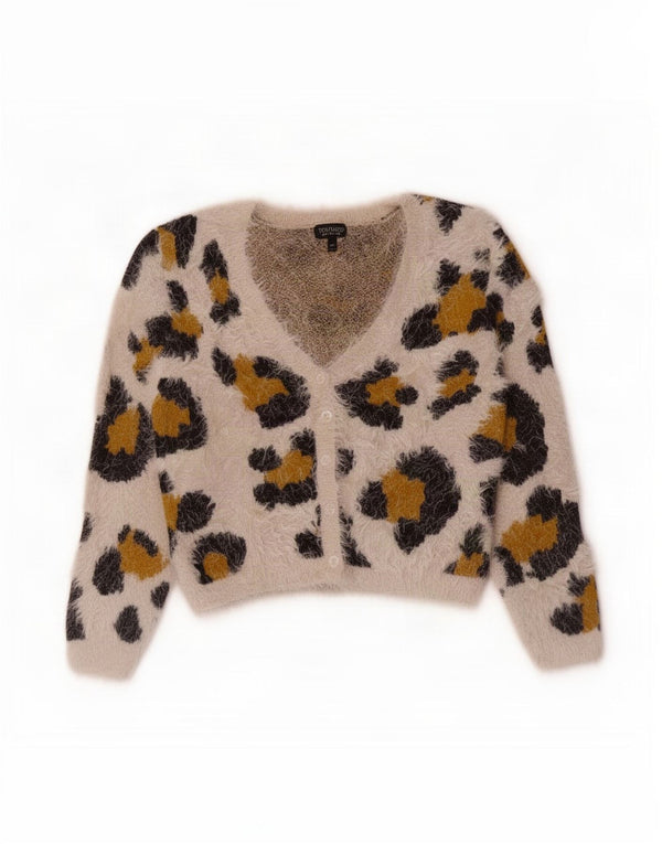 Topshop Cardigan pour femme UK 12 Medium Off White Animal Print Nylon