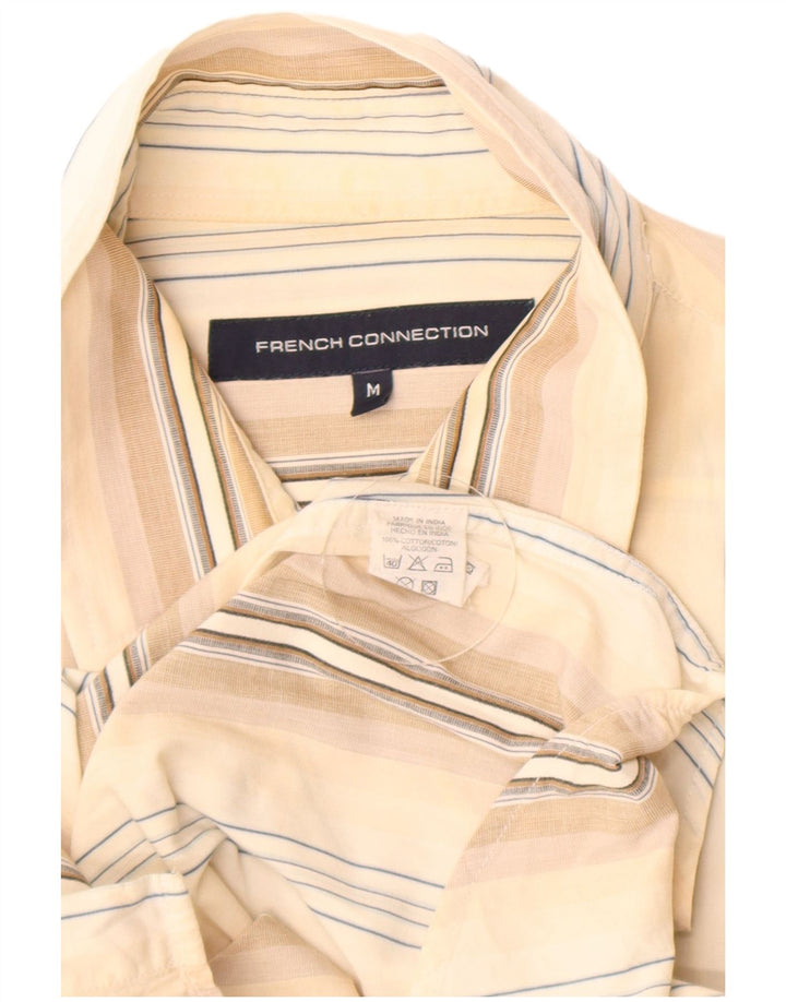 French Connection Chemise Homme Coton Rayé Beige Moyen