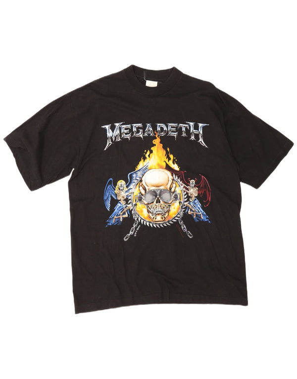 vintage Mens Megadeth 1994 T-Shirt graphique Top XL Noir Coton Métal