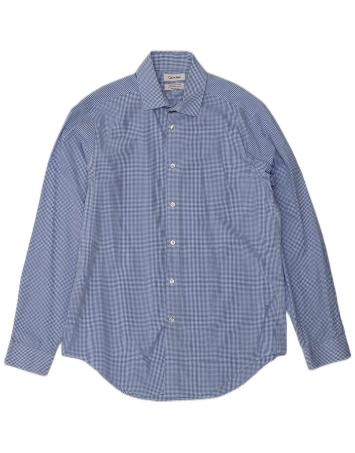 Calvin Klein Chemise slim fit pour homme Taille 16 Grand Vichy bleu