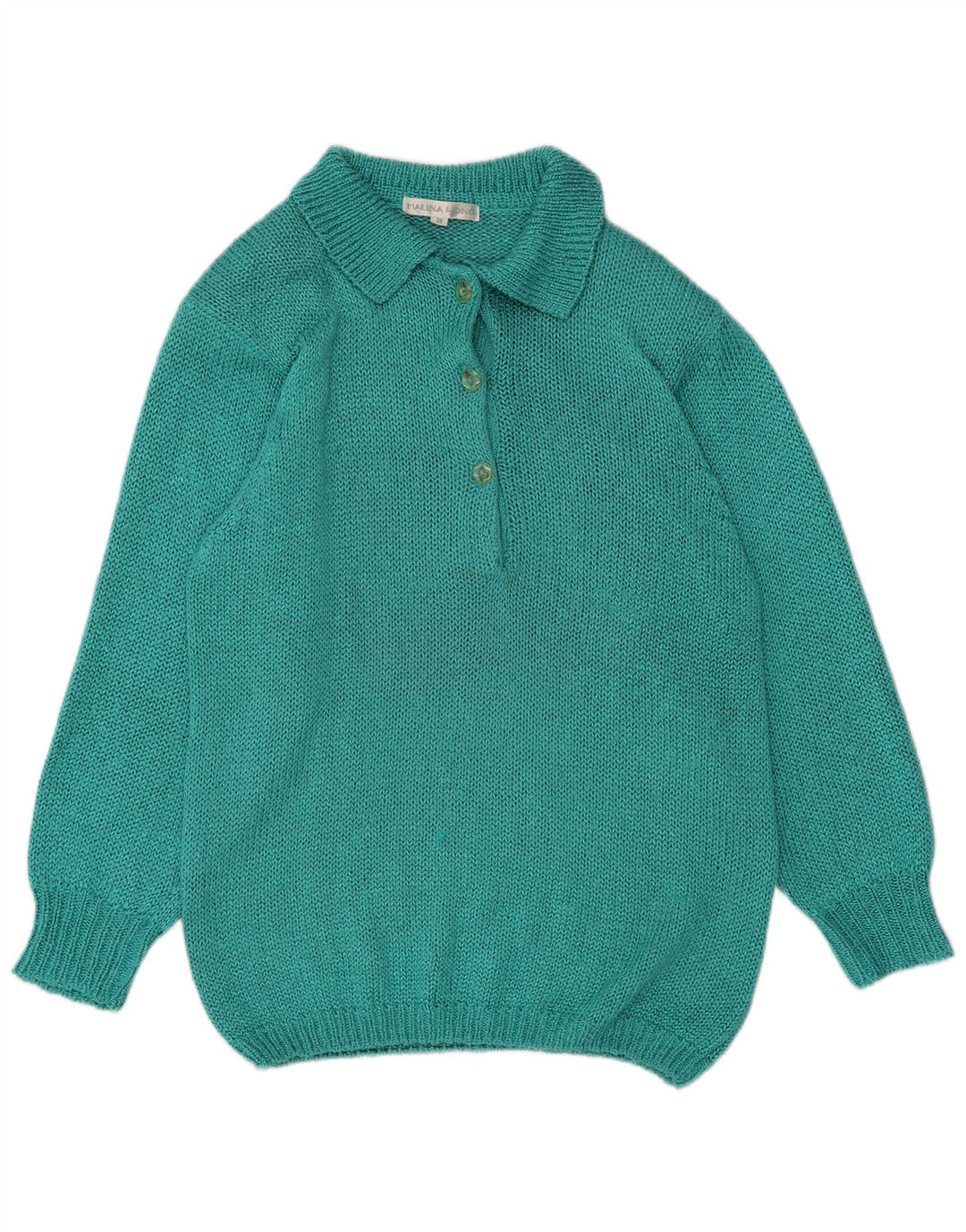 MALINA WONG Pull col polo pour femme EU 38 Viscose turquoise moyen