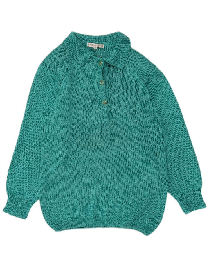 MALINA WONG Pull col polo pour femme EU 38 Viscose turquoise moyen