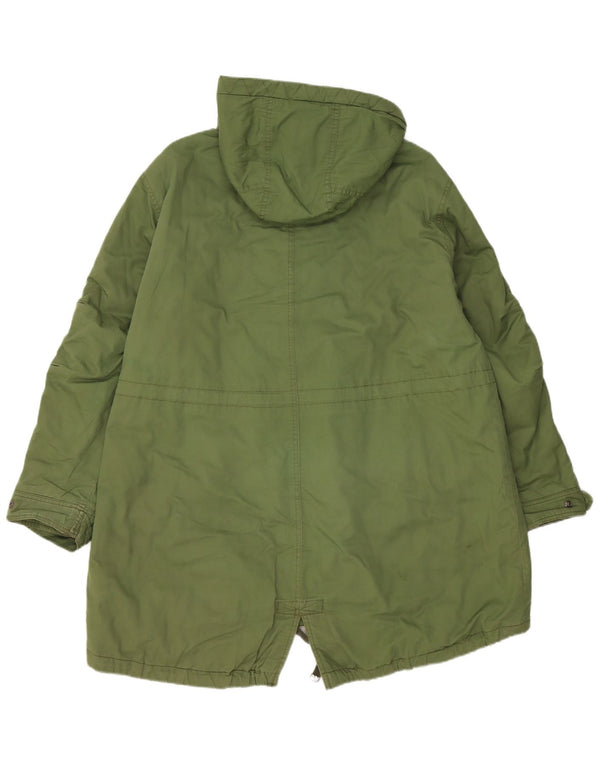 Topshop Veste Parka surdimensionnée à capuche pour femme UK 10 Petit coton vert