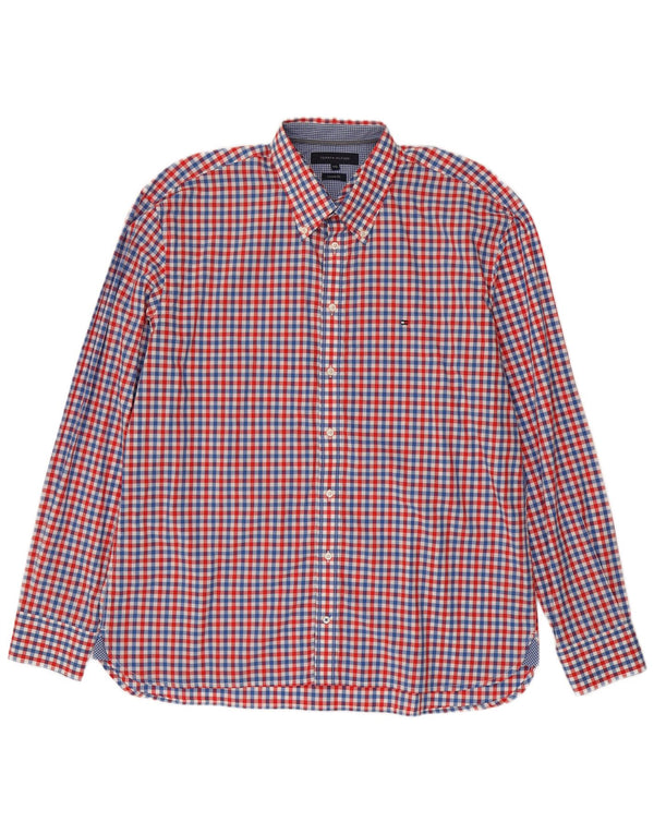 Tommy Hilfiger Chemise sur mesure pour homme 2XL en coton vichy rouge