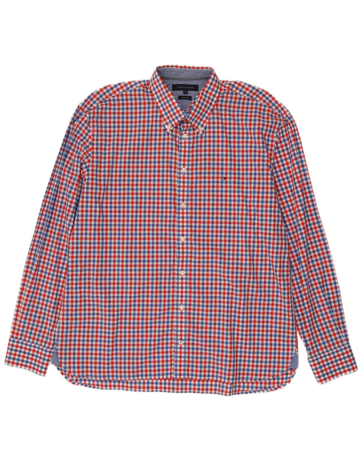 Tommy Hilfiger Chemise sur mesure pour homme 2XL en coton vichy rouge