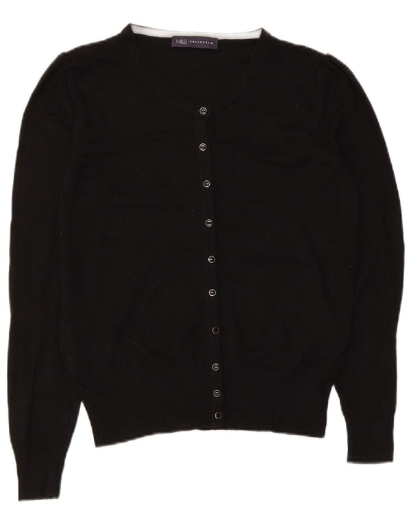 Zara Femme Cardigan Pull UK 8 Petit Noir Viscose