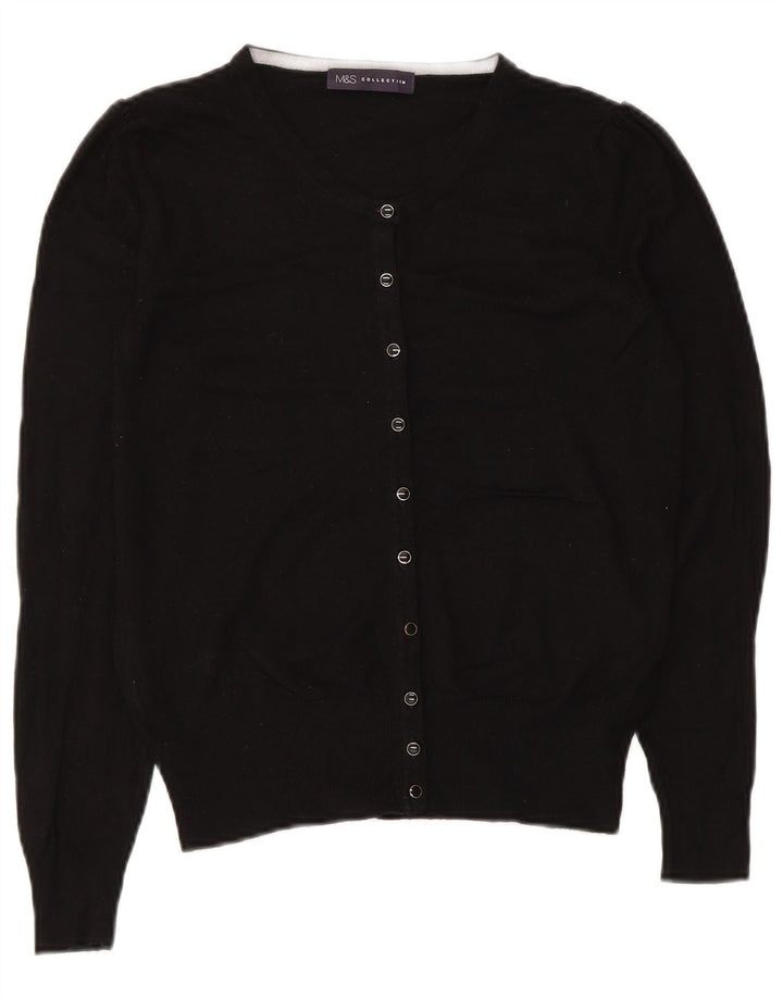 Zara Femme Cardigan Pull UK 8 Petit Noir Viscose