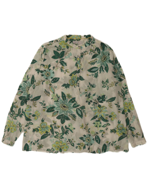 Marks & Spencer Chemisier à manches longues pour femme UK 14 Grand blanc cassé floral