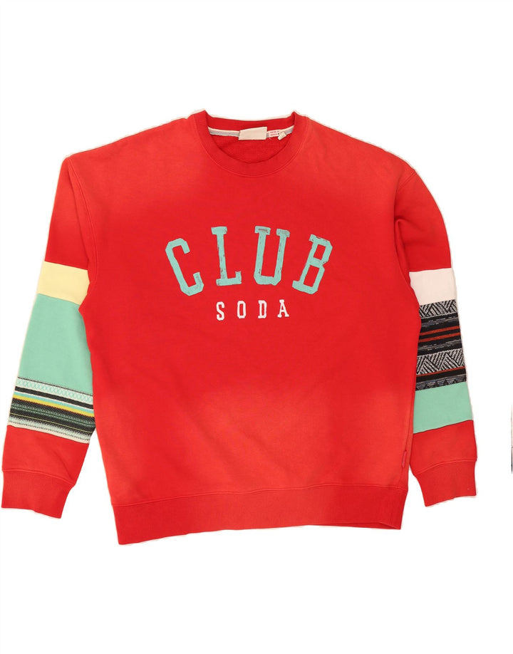 SCOTCH & SODA Womens Oversized Sweatshirt Jumper UK 16 Large Red Vintage Scotch & Soda and Second-Hand Scotch & Soda from Messina Hembry 