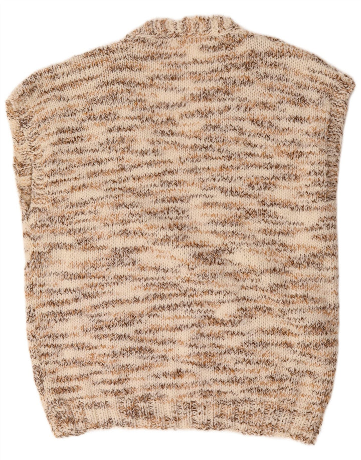 vintage Mens Vest Débardeur Grand Beige Moucheté