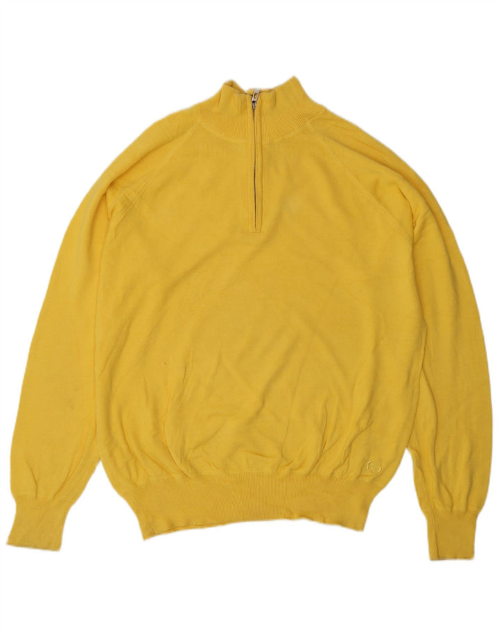 Sergio Tacchini Pull col zippé pour homme en coton jaune grand