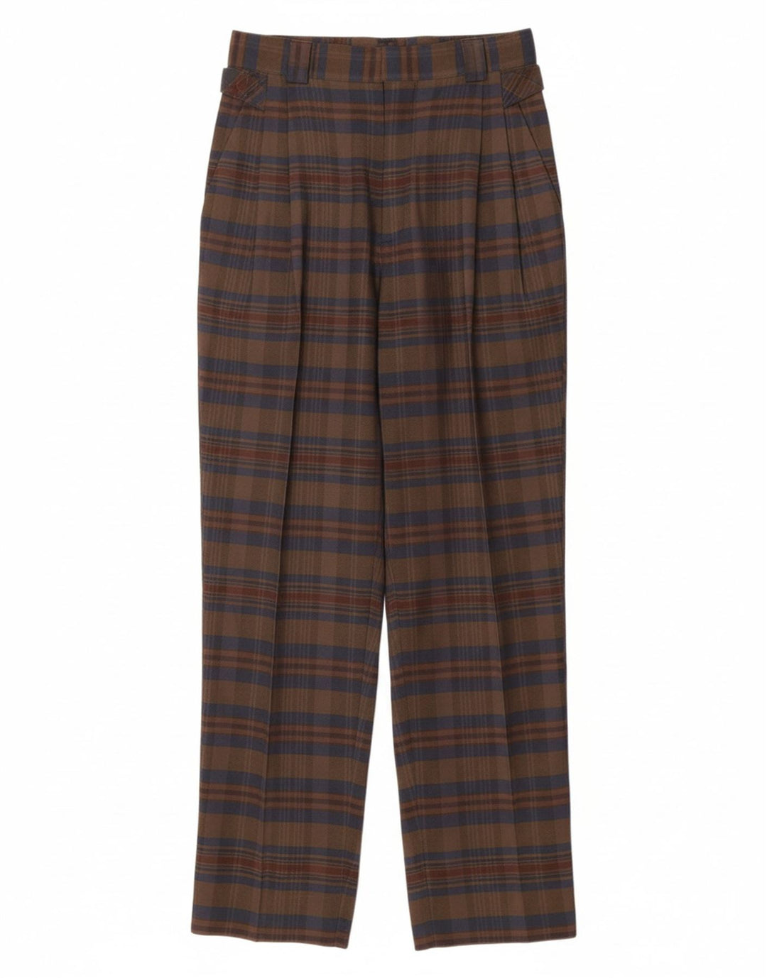 VINTAGE Pantalon Chino Taille Haute Femme IT 44 Moyen W26 L29 Carreaux Marron