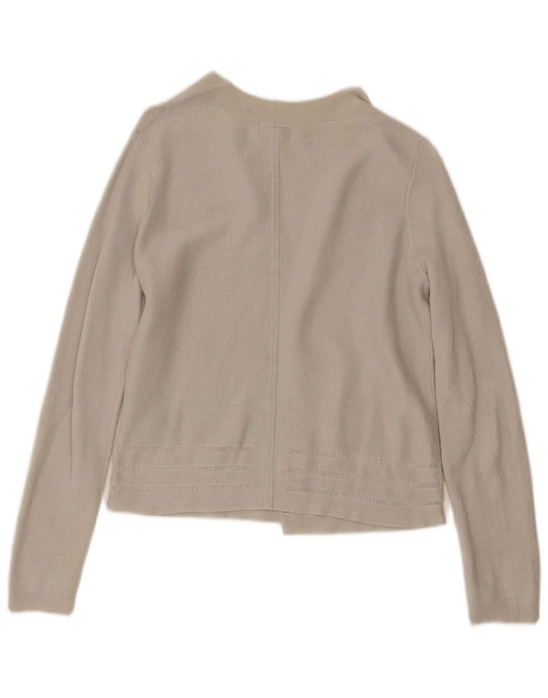 Jigsaw Cardigan court ouvert pour femme UK 10 Petit coton gris