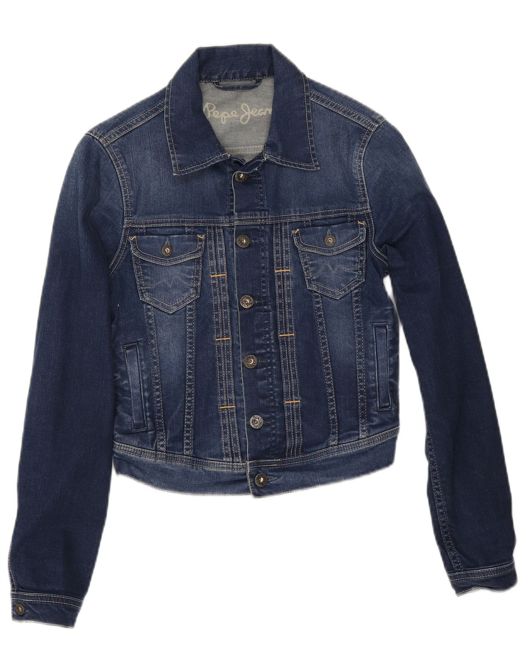 PEPE Jeans Veste en jean courte pour femme UK 10 Petit Bleu Coton