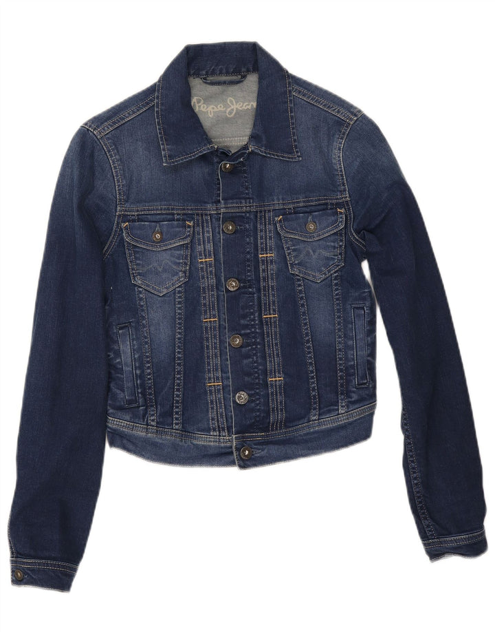 PEPE Jeans Veste en jean courte pour femme UK 10 Petit Bleu Coton