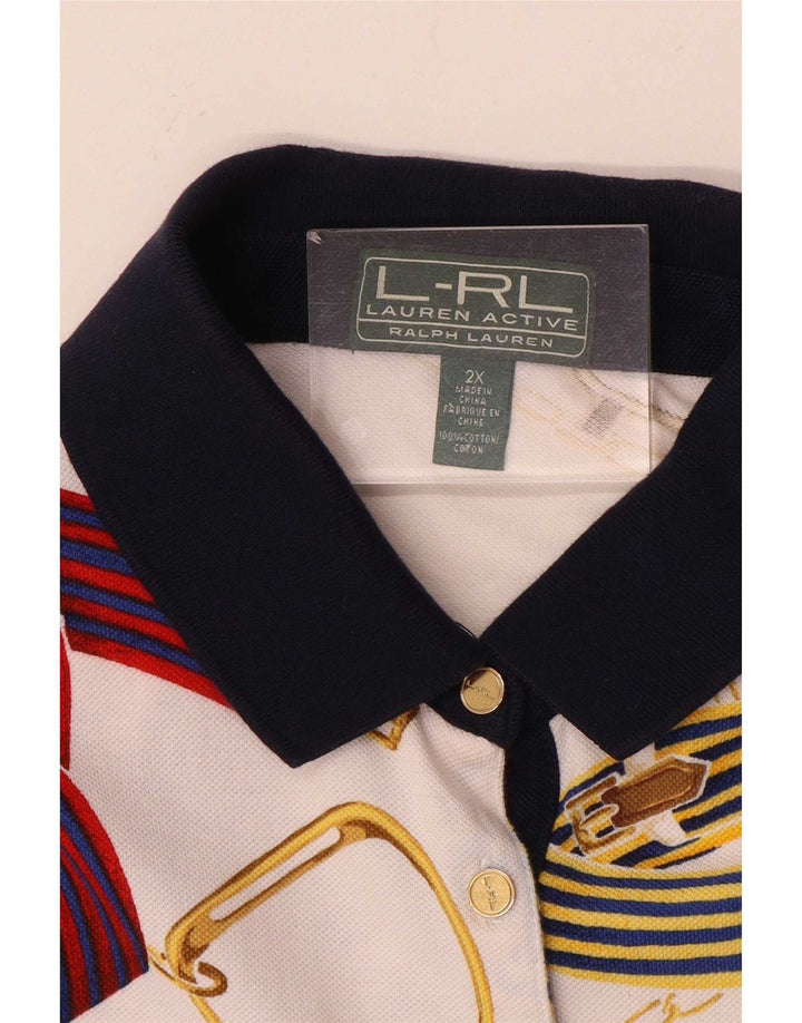 Ralph Lauren Polo à motif abstrait pour femme 2XL en coton blanc