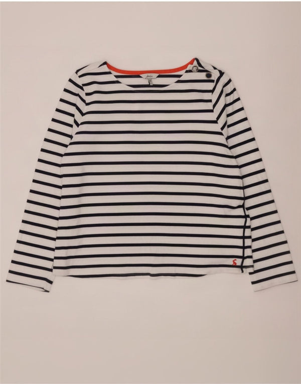 Jules Haut Femme Manches Longues UK 14 Grand Blanc Rayé Coton Nautique