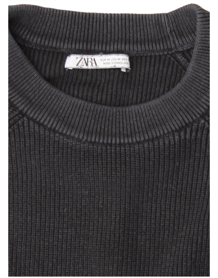 Zara Pull à col rond pour homme en coton bleu marine moyen