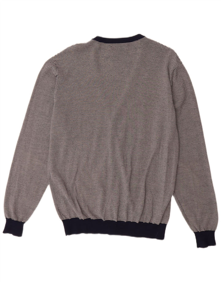 FRED PERRY Pull Cardigan Homme XL Bleu Marine à Fines Rayures Laine Mérinos