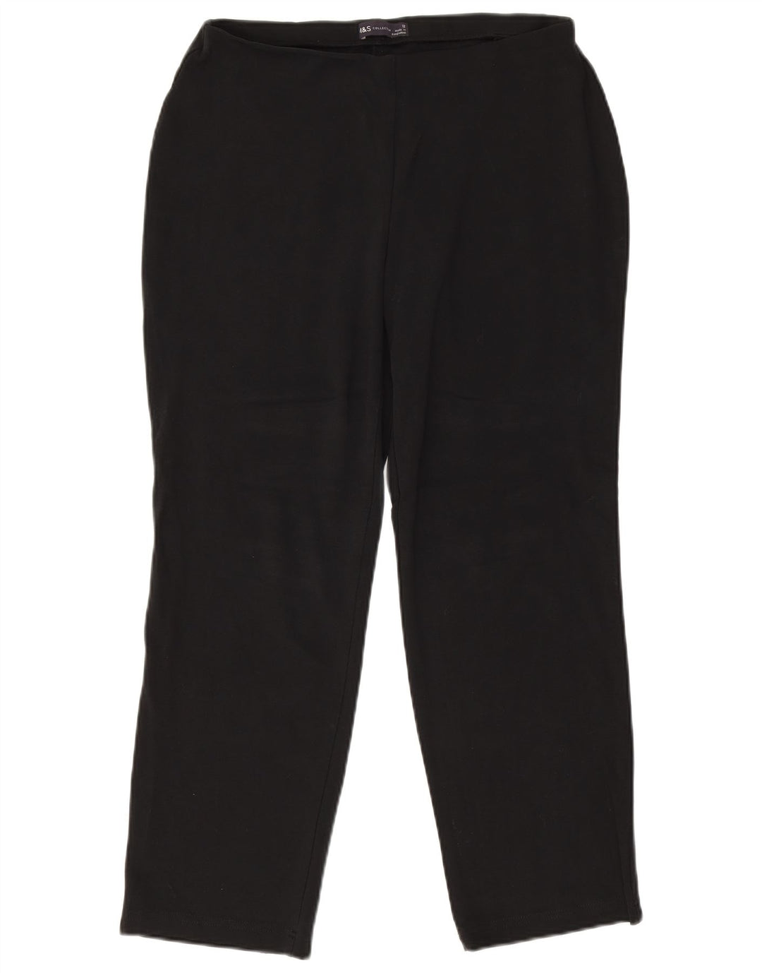MARKS & SPENCER Pantalon décontracté droit pour femme UK 12 Medium W32 L27 Noir