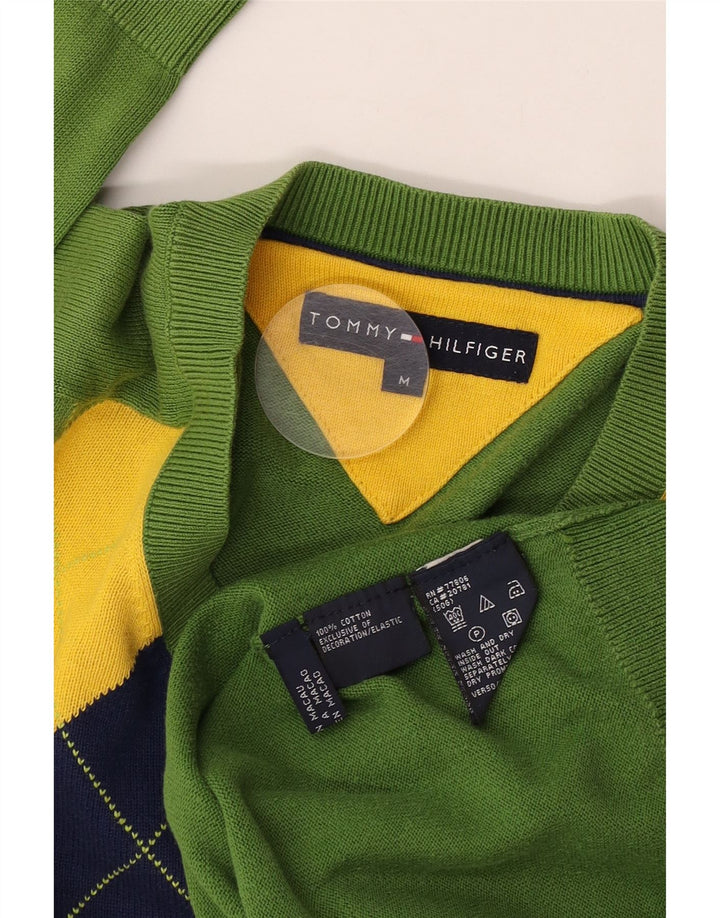 Tommy Hilfiger Pull col V Homme Vert Moyen Argyle/Diamant