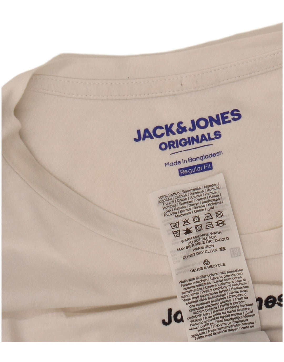 JACK & JONES Homme Originals T-Shirt Haut Petit Blanc Colorblock Coton