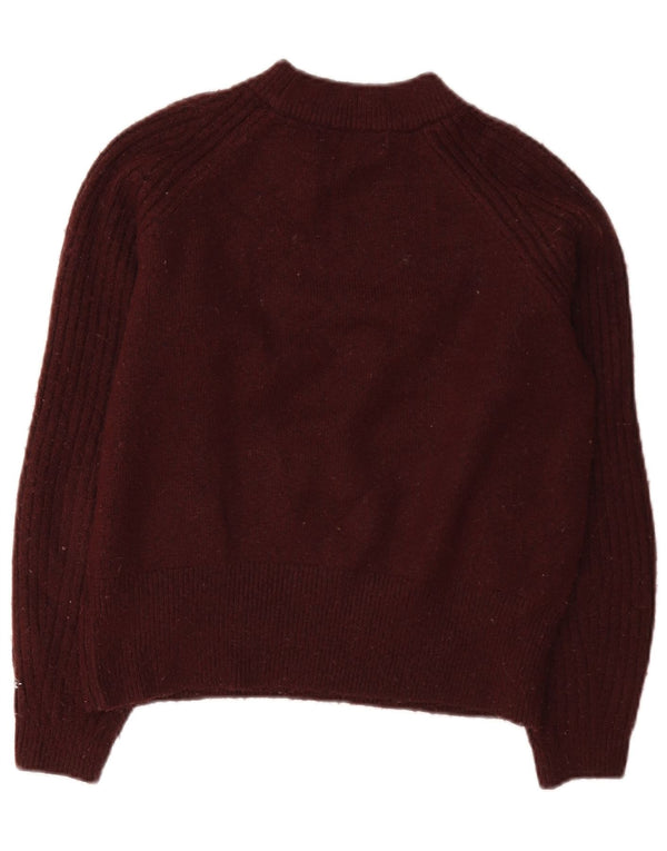 Marks & Spencer Pull court à col rond pour femme UK 10 Petit Bordeaux