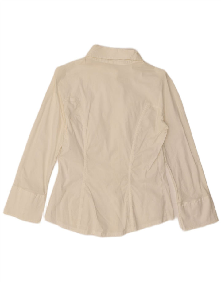 Benetton Chemise Femme UK 10 Small Blanc Coton