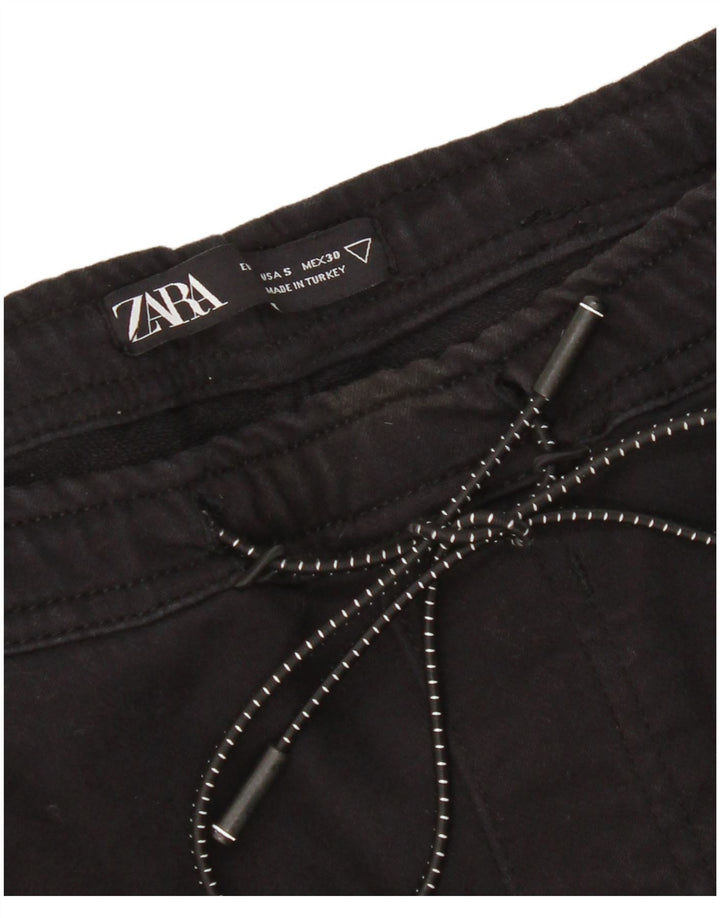 Zara Pantalon de survêtement cargo pour femme UK 8 Small Noir