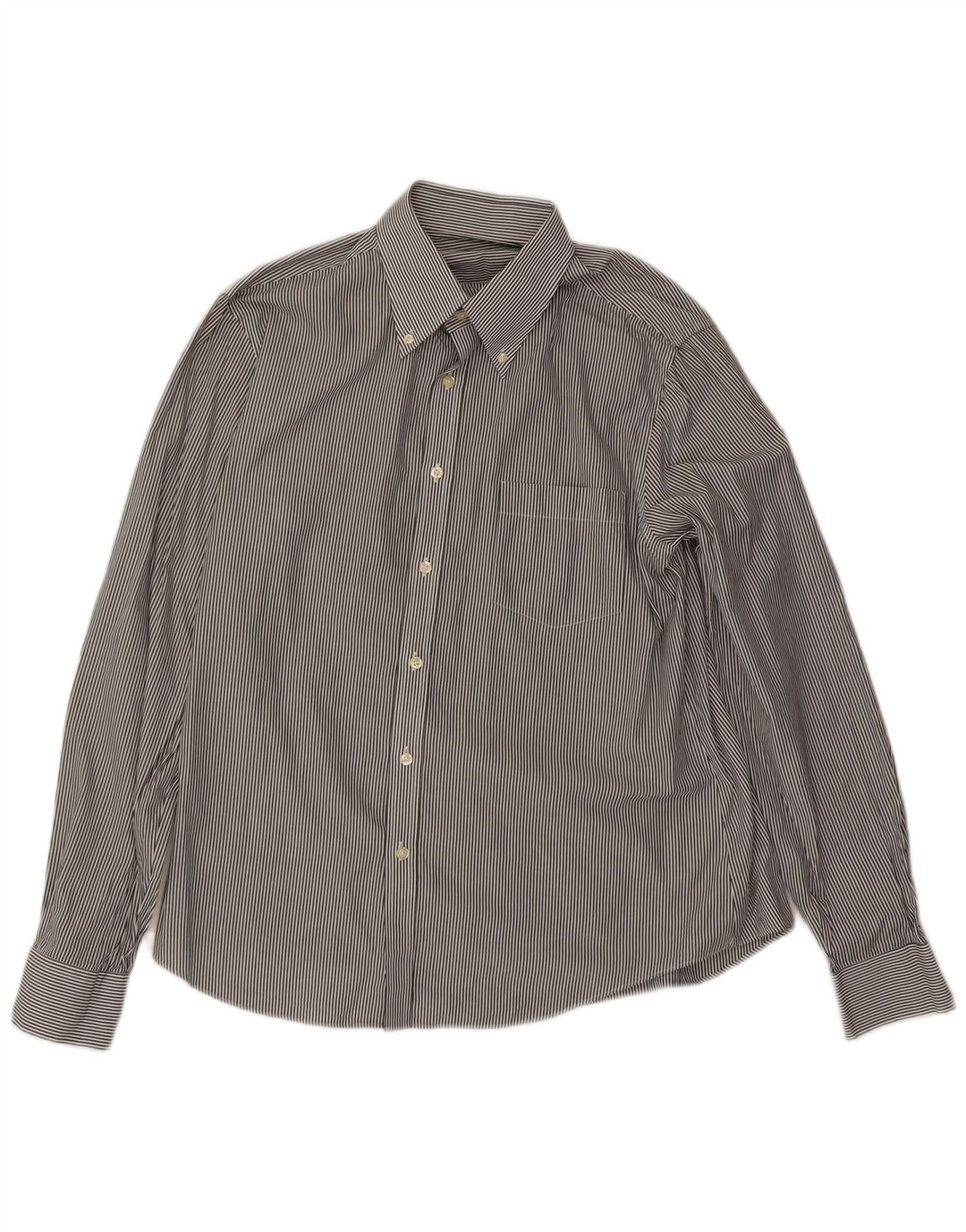 BENETTON Mens Shirt Medium Black Pinstripe